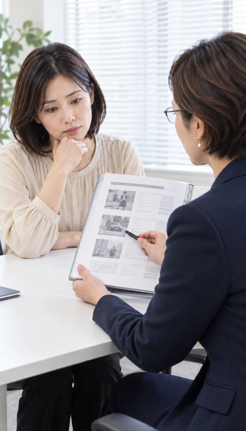 調査後の報告内容について説明を受ける相談者